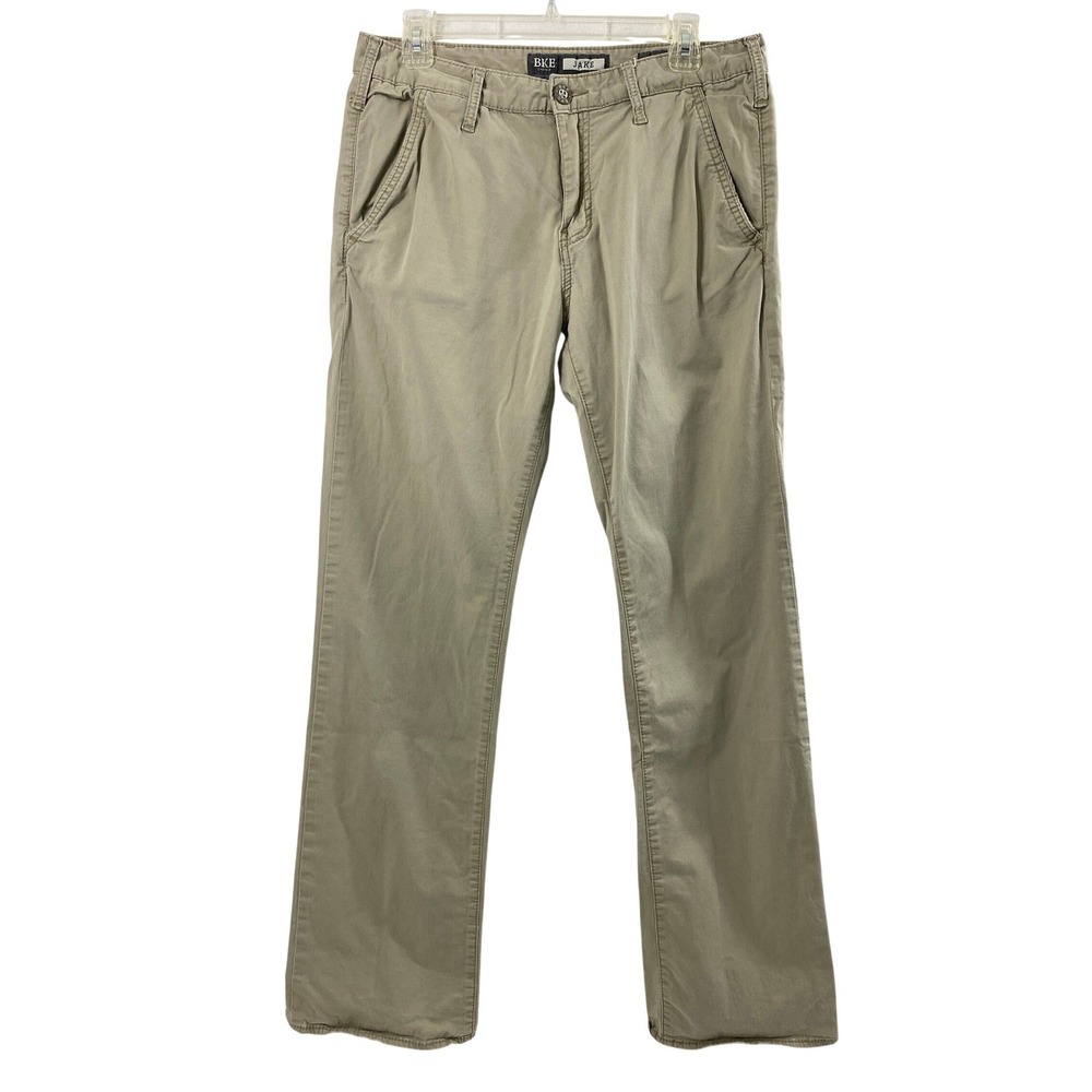 BKE Pants Mens 33L Jake Casual Khaki Tan Straight Leg Stretch Minimalist Neutral